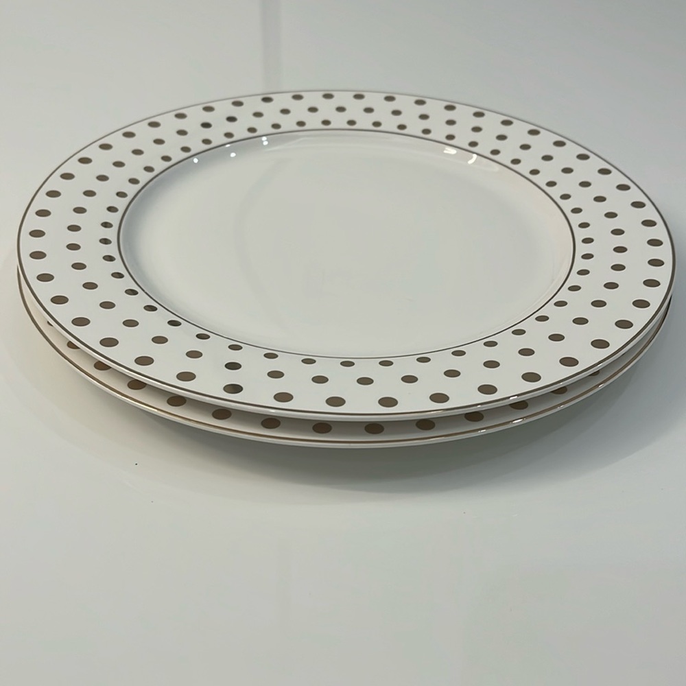Gold polka dots Porcelain Dinner Plates